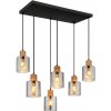 GLOBO 15768-6 ALEIDIS závesné svietidlo 6xE27 čierna, drevo, dymová