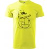 Futbalová lopta kopačka jedným ťahom - Klasické pánske tričko vyššej gramáže - M ( Neonová žltá )