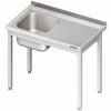 Stůl s jednokomorovým dřezem z levé strany bez police 900x600x850 mm | STALGAST, 980666090 inox