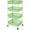 Kinekus Regál plastový 4-poschodový 40x29x85cm, zelený, na kolieskach 