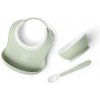 BabyBjorn set na kŕmenie 3 dílný,malý podbradník, miska a lyžička, pudrovo zelený