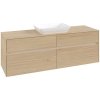 VILLEROY & BOCH Collaro závesná skrinka pod umývadlo na dosku (umývadlo v strede), 4 zásuvky, s LED osvetlením, 1600 x 500 x 548 mm, Nordic Oak, C120B0VJ