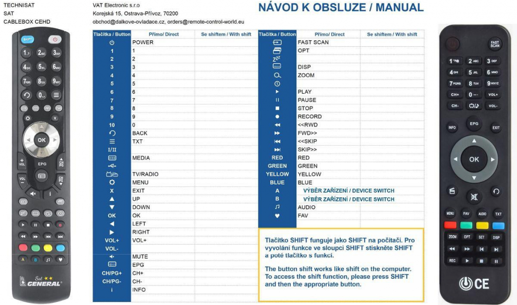 Diaľkový ovládač Technisat CableBoxCE