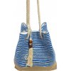 Evei Ľanová plážová taška, bielo-modrý pásik