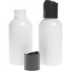 Plastová fľaša biela s čiernym disk topom, 150 ml