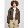 Ladies Short Oversized Zip Jacket - brown XS