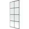 Mexen Next L, 1-krídlová vaňová zástena 80 x 150 cm, 6mm číre sklo-čierny vzor, 6mm číre sklo, profil brúsená oceľ, 895-080-000-03-77-97