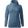 Šachové figúrky v rade - obrys - Mikina dámská Cape s kapucí - M ( Denim )