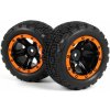 BlackZon 1:16 Slyder MT/ST: Nalepené gumy ST s oranžovými diskami 2 ks (HPI540197)