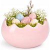 Ružový keramický kvetináč v tvare vajíčkovej škrupiny – veľkonočná dekorácia pre jarnú a veľkonočnú výzdobu