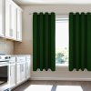 Krátky jednofarebný záves - Tmavo zelený Uchytenie závesu: Dekoračné krúžky