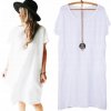 Boho Italy ľanové šaty Oversize MD805 biela