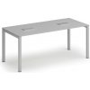 Rokovací stôl PRIMO SQUARE, 180x80 cm, sivá + 2x stolová zásuvka TYP VI, strieborná