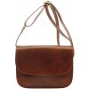 Hnedá dámska kožená kabelka cez rameno Giudi 23 × 17 cm