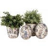 Clayre & Eef Dekorácia keramické vajíčko s modrými kvetmi Blusia L Ø 14*16 cm