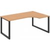 Pracovný stôl UNI O, ergo, ľavý, 180x75,5x120 cm, buk/čierna
