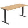 Pracovný stôl RUN, ZO, 3S, 180x64,5-130,5x80 cm, dub/čierna - 1 kus - 1 KS - základné - 80 cm - elektrický polohovateľný - stôl - Hobis - Motion Run - 180 cm - 64,5 - 130,5 cm - dub/čierna HOBIS