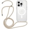 AppleKing transparentný kryt so šnúrkou a MagSafe pre iPhone 15 Pro Max - béžový - možnosť vrátiť tovar ZADARMO do 30tich dní