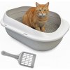 Veľká OTVORENÁ priestranná TOALETA pre mačky na podstielku + LOPATKA (F099)