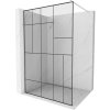 Mexen Kioto, sprchová zástena Walk-In 70 x 200 cm, 8mm číre sklo čierny vzor, brúsená oceľ profil, 800-070-101-97-78