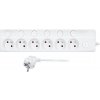 Solight 6z prodlužovací přívod, 3m, 3 x 1mm2, bílý, 6+1 vypínač PP161