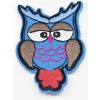 Nažehľovacia záplata - malá sova - rozmer 8 cm x 5 cm - modrá