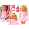LEAN TOYS Bábika v svetloružových šatách, cikajúca – zvukové efekty
