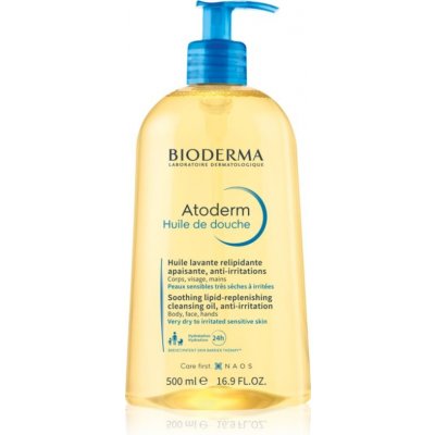 Bioderma Atoderm Shower Oil vysoko výživný upokojujúci sprchový olej pre suchú a podráždenú pokožku 500 ml