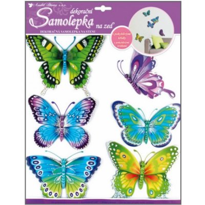 Anděl Samolepky na zeď Motýli modrozelení s pohyblivými křídly 30,5 x 30,5 cm