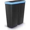 Odpadkový koš COMPACTA Q DUO - objem: 50 l, černá se světle modrým víkem