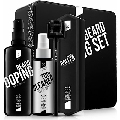 Angry Beards Dude's Cosmetics Bear Roller + Beard Doping BIG D 100 ml + Tool Cleaner 50 ml darčeková sada
