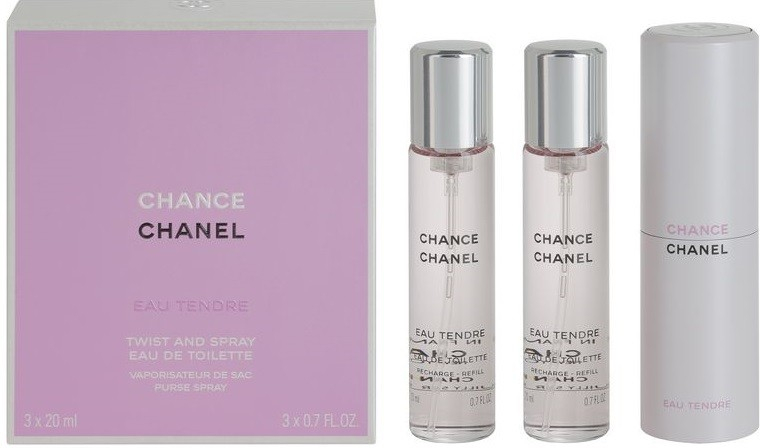 Chanel Chance Eau Tendre EDT pre ženy 3 x 20 ml (1x plniteľná + 2 x náplň) darčeková sada