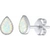 Stříbrné náušnice srdce pecky s bílým opálem