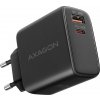 AXAGON ACU-PQ45 GaN nabíječka do sítě 45W, 2x port (USB-A + USB-C), PD3.0/PPS/QC4+/SFC 2.0/AFC/Apple