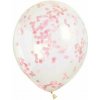 Balóniky 30cm – priehľadné s ružovými konfetami – 6 ks 11179581177