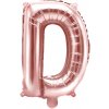 PartyDeco Fóliový balón Mini - Písmeno D 35 cm ružovo-zlatý