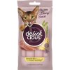 DELICKCIOUS Krémové maškrty s kuracou príchuťou, syrom a špargľou. Pre mačky 4 x 15 g