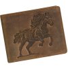 Brúsená kožená peňaženka s motívom koňa L1172 hnědá