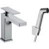 HANSGROHE Tecturis E páková umývadlová batéria s bidetovou sprškou a sprchovou hadicou 160 cm, s odtokovou súpravou Push-Open, výška výtoku 117 mm, chróm, 73210000