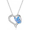 Olivie Strieborný náhrdelník motýľ na srdiečku 5663