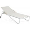 KETTLER DIAMOND hliníkové ležadlo s teakovými podrúčkami - biela krémová - znova - krémová - biela - 35 cm - 120 kg - hliníkový rám, textília SUNBRELLA – odolná voči poveternostným vplyvom - 85 cm - 2