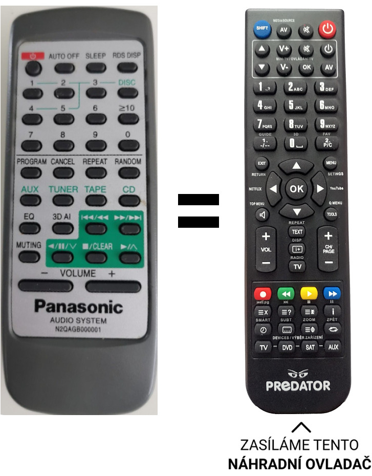 Diaľkový ovládač Predátor Panasonic N2QAGB000001