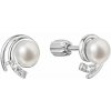 Strieborné náušnice kôstky s riečnou perlou a zirkónmi vír biely 21091.1B
