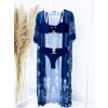 Dámske modré dvojdielne plavky so zlatou aplikáciou + kimono - S