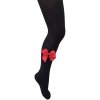 Detské pančuchy dievča čierne s červenou mašľou 104 - 110 (4-5 rokov)