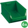 Allit Plastové boxy PLUS 5, 310 x 500 x 200 mm, zelené, 6 ks
