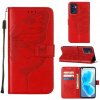 Peňaženkové kožené puzdro Embossed Butterfly na Oppo Reno 7 5G - Červená