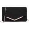 Miss Lulu Kabelka - semišová, listová, clutch, čierna