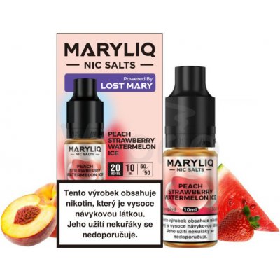 MARYLIQ Nic SALT - Chladivá broskyňa, jahoda a vodový melón (Peach Strawberry Watermelon Ice) 10ml - 20mg