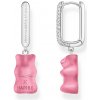 Thomas Sabo CR727-052-9 Silver Single Hoop Earrings Midiversion with pink Gold Bears 34,5 mm - 1 kus náušnice